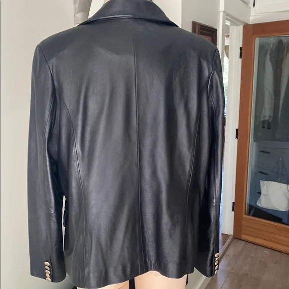 Black leather Blazer Classic Tailoring - Picture 6 of 7